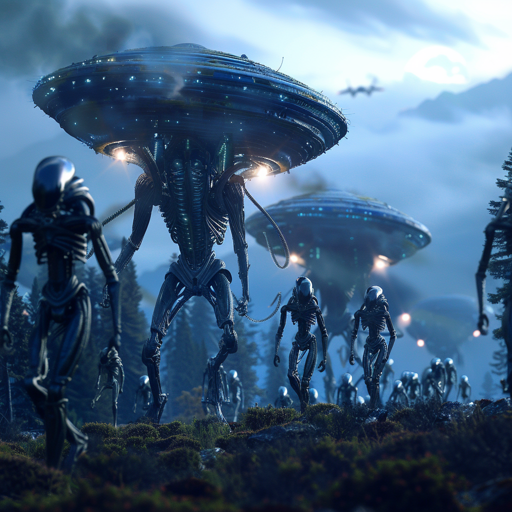 Ai image of an alien invasion